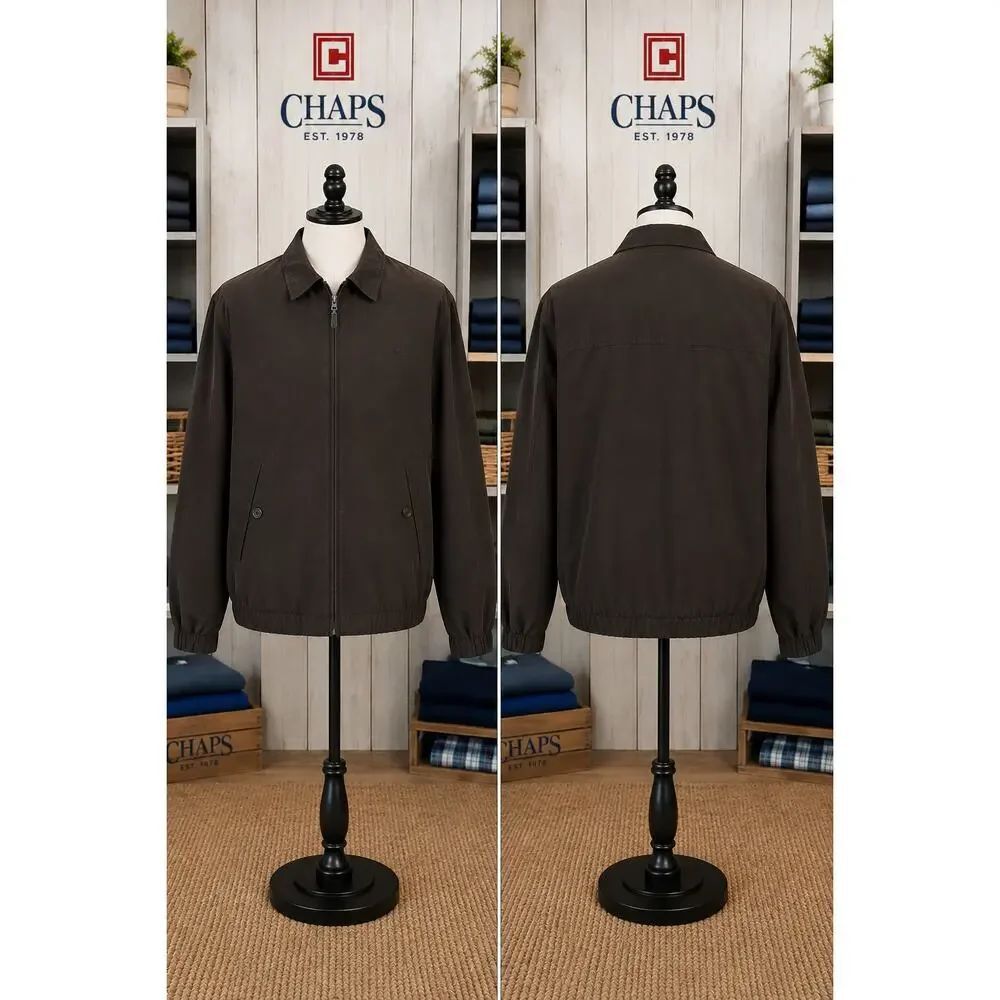 Chaps Harrington Style Jacket Men’s Medium Brown Full Zip Coat